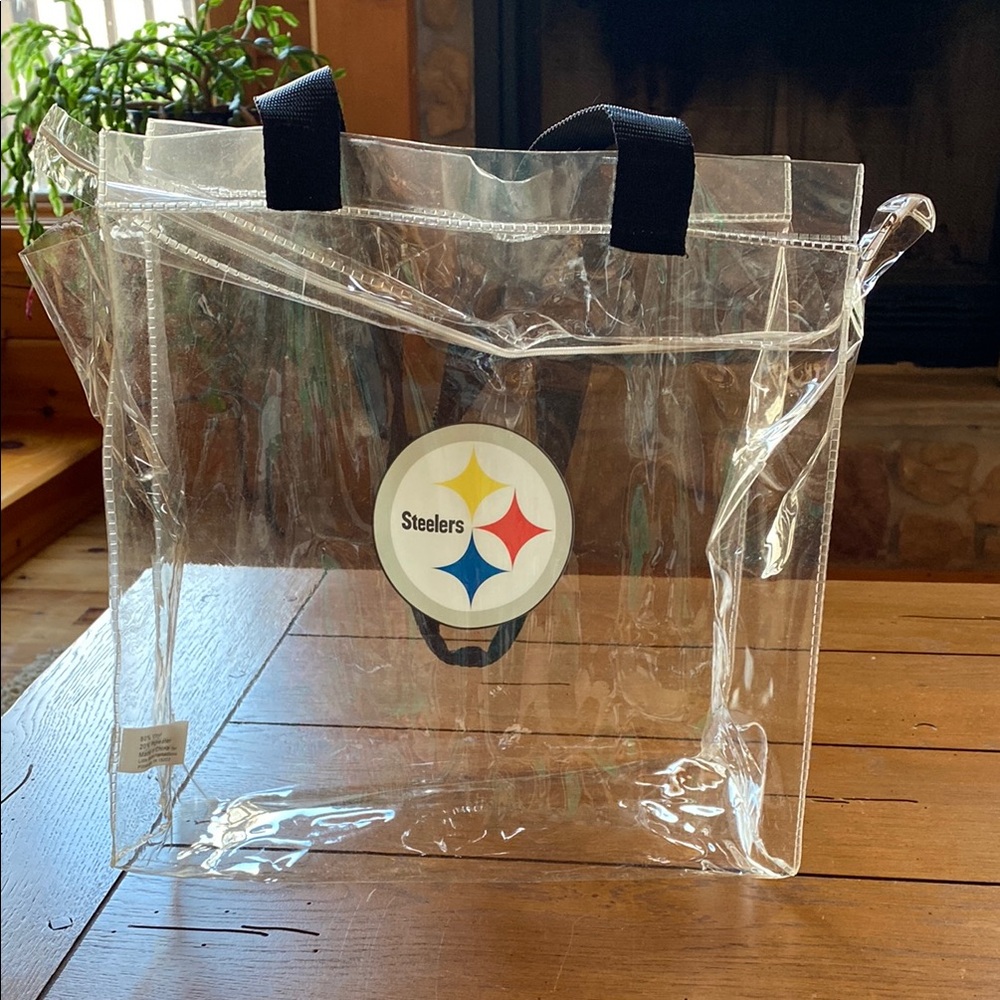 Steelers Clear Tote Bag with Black Handles